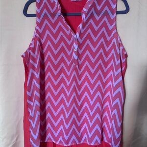 Vibrant orange and white Chevron Blouse